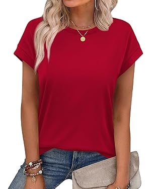 CATHY 2026 Womens Tops Summer Short Sleeve V Neck Tunic T-Shirts Blouse